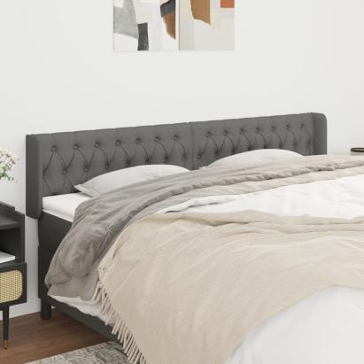 Tăblie de pat cu aripioare gri închis 203x16x78/88 cm textil GartenMobel Dekor