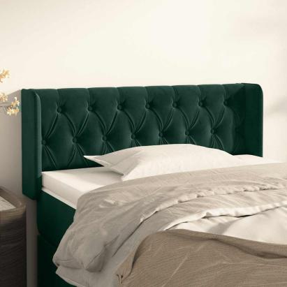 Tăblie pat cu aripioare verde închis 93x16x78/88 cm catifea GartenMobel Dekor