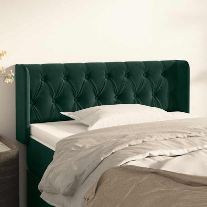 Tăblie de pat cu aripioare verde închis 103x16x78/88 cm catifea GartenMobel Dekor
