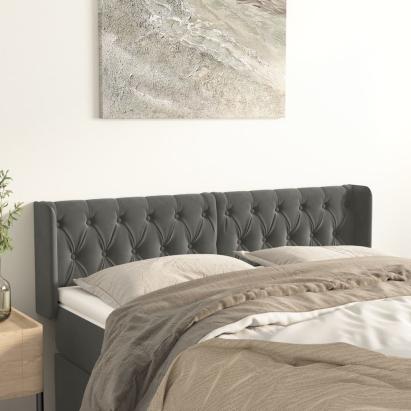 Tăblie de pat cu aripioare gri închis 163x16x78/88 cm catifea GartenMobel Dekor