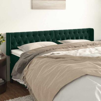 Tăblie de pat cu aripioare verde închis 183x16x78/88 cm catifea GartenMobel Dekor