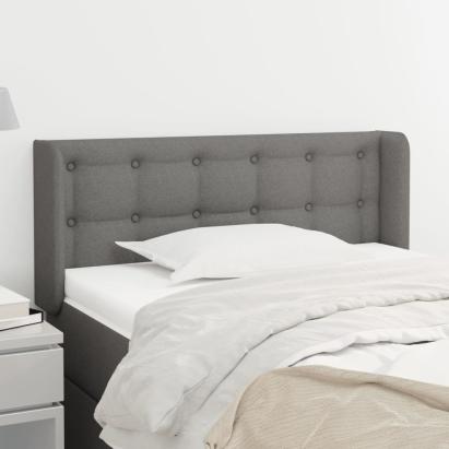 Tăblie de pat cu aripioare gri închis 93x16x78/88 cm textil GartenMobel Dekor