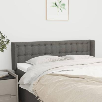Tăblie de pat cu aripioare gri închis 147x16x78/88 cm textil GartenMobel Dekor