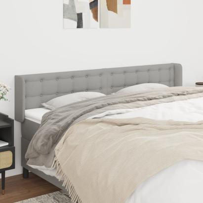 Tăblie de pat cu aripioare gri deschis 163x16x78/88 cm textil GartenMobel Dekor