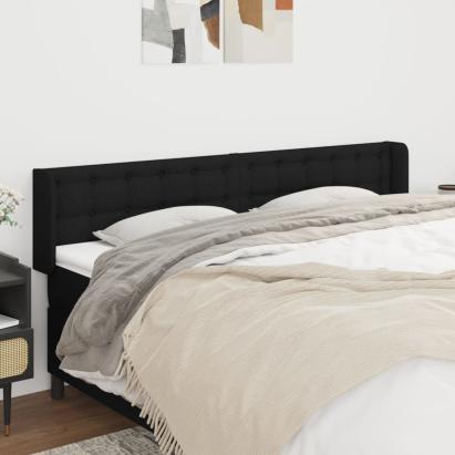 Tăblie de pat cu aripioare negru 163x16x78/88 cm textil GartenMobel Dekor