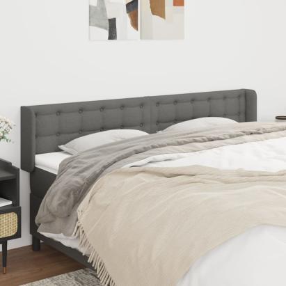 Tăblie de pat cu aripioare gri închis 203x16x78/88 cm textil GartenMobel Dekor