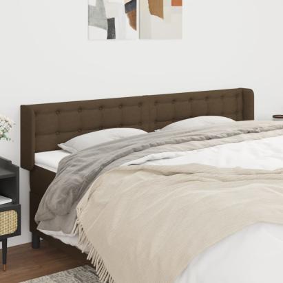 Tăblie de pat cu aripioare maro închis 203x16x78/88 cm textil GartenMobel Dekor