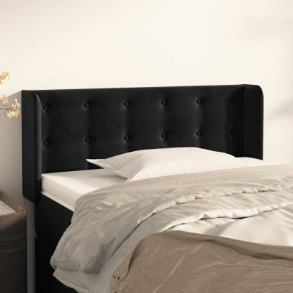 Tăblie de pat cu aripioare negru 83x16x78/88 cm catifea GartenMobel Dekor
