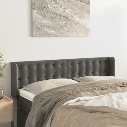 Tăblie de pat cu aripioare gri închis 147x16x78/88 cm catifea GartenMobel Dekor