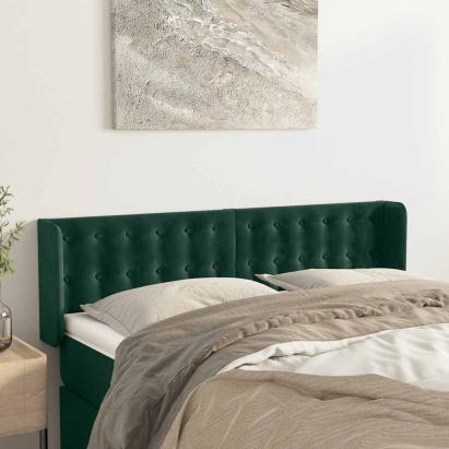 Tăblie de pat cu aripioare verde închis 147x16x78/88 cm catifea GartenMobel Dekor