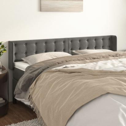 Tăblie de pat cu aripioare gri închis 163x16x78/88 cm catifea GartenMobel Dekor