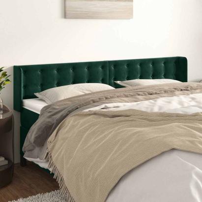 Tăblie de pat cu aripioare verde închis 163x16x78/88 cm catifea GartenMobel Dekor