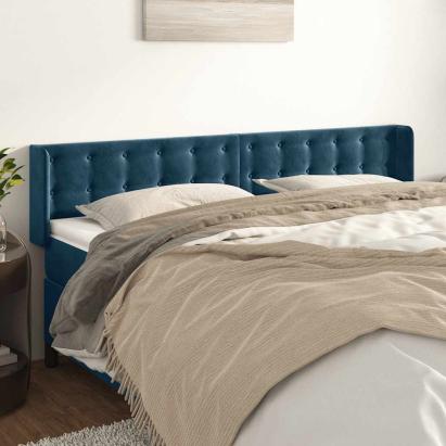 Tăblie pat cu aripioare albastru închis 163x16x78/88 cm catifea GartenMobel Dekor