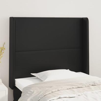 Tăblie de pat cu aripioare, negru, 93x16x118/128 cm, piele eco GartenMobel Dekor