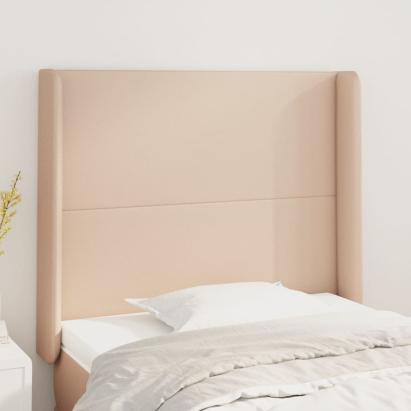 Tăblie pat cu aripioare cappuccino 103x16x118/128 cm piele eco GartenMobel Dekor