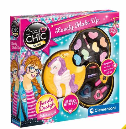 Set machiaj copii Unicorn Crazy Chic cu farduri, ruj si lac de unghii