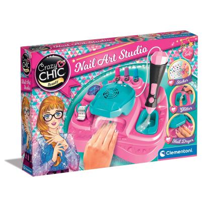 Studio de arta pentru unghii Crazy Chic cu glitter si uscator, 6+ ani