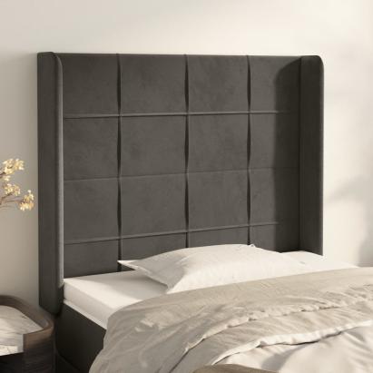 Tăblie de pat cu aripioare gri închis 83x16x118/128 cm catifea GartenMobel Dekor
