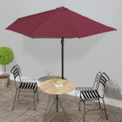 Umbrelă de balcon, tijă aluminiu bordo 300x155x223cm semirotund GartenMobel Dekor