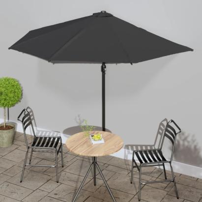 Umbrelă de balcon tijă aluminiu negru 300x155x223cm semirotund GartenMobel Dekor