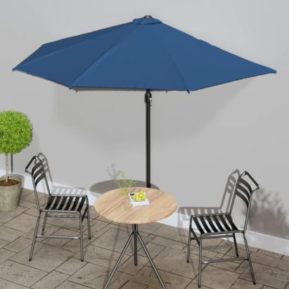 Umbrelă balcon, tijă aluminiu albastru 300x155x223cm semirotund GartenMobel Dekor