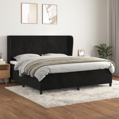 Pat box spring cu saltea, negru, 200x200 cm, catifea GartenMobel Dekor