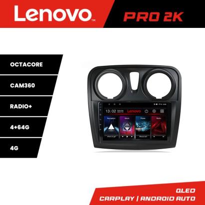 Navigatie Lenovo 2K QLED 4+64GB pentru Dacia Sandero Logan 2012-2020