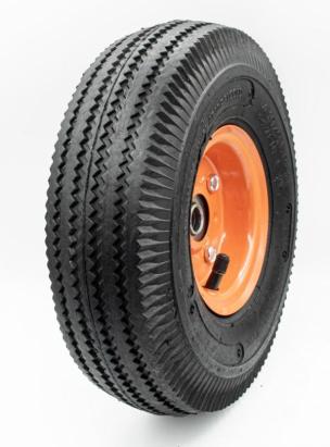 Roata pentru roaba 3.50-4 6PR cu rulment si ax 16 mm, cauciuc mixt