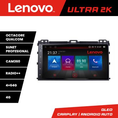 Navigație Android Toyota Prado 2004-2009 Lenovo QLED 4+64GB 8 Core 360