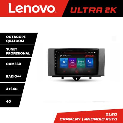 Navigație Android Smart ForTwo 2010-2015 Lenovo QLED 4+64GB 360