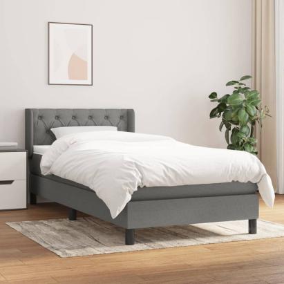 Pat box spring cu saltea, gri închis, 80x200 cm, textil GartenMobel Dekor