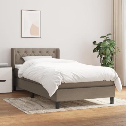 Pat box spring cu saltea, gri taupe, 80x200 cm, textil GartenMobel Dekor