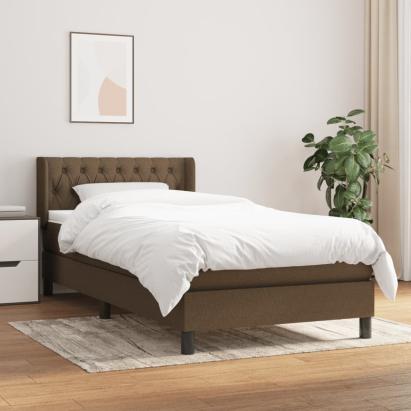 Pat box spring cu saltea, maro închis, 90x200 cm, textil GartenMobel Dekor
