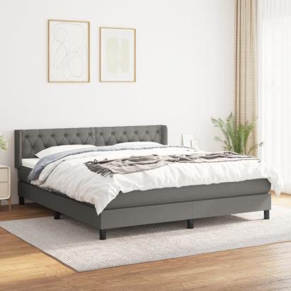 Pat continental cu saltea, gri închis, 160x200 cm, țesătură GartenMobel Dekor