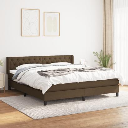 Pat box spring cu saltea, maro închis, 160x200 cm, textil GartenMobel Dekor