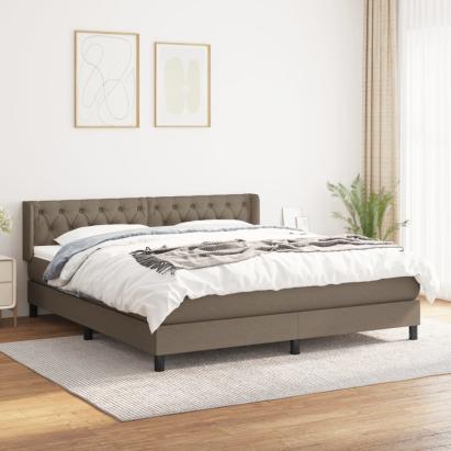 Pat box spring cu saltea, gri taupe, 160x200 cm material textil GartenMobel Dekor