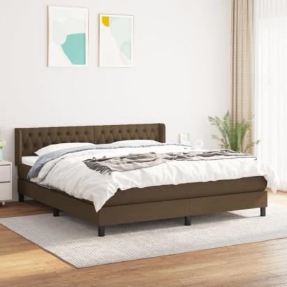 Pat continental cu saltea maro închis 180x200cm material textil GartenMobel Dekor