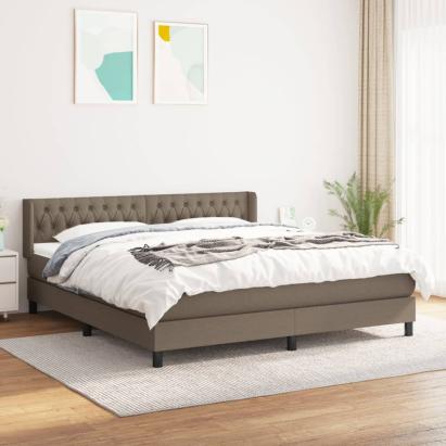 Pat continental cu saltea, gri taupe, 180x200 cm, textil GartenMobel Dekor