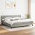 Pat box spring cu saltea, gri deschis, 200x200 cm, textil GartenMobel Dekor