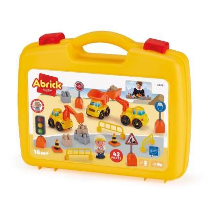 Valiză de construcții Abrick Ecoiffier cu 43 piese și 3 vehicule