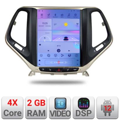 Navigatie Tesla Jeep Cherokee 2016-2020 cu GPS, CarPlay, Android Auto 2+32