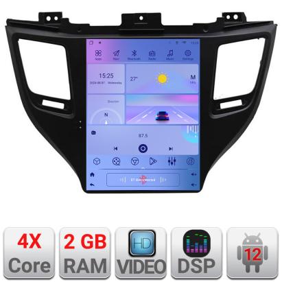 Navigație Tesla Hyundai Tucson 2015-2020 cu GPS, CarPlay, Android Auto, 2+32GB
