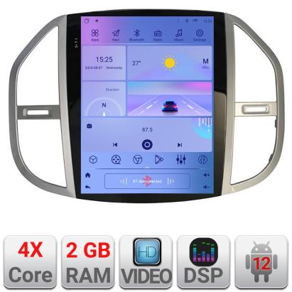 Navigație Tesla Mercedes Vito 2016+ cu GPS, CarPlay, Android Auto și 2GB+32GB