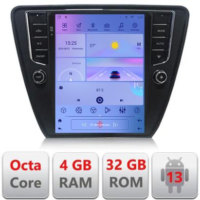 Navigație dedicată Skoda Octavia 3, QLED 9.7 inch, Android 13, 4GB+32GB