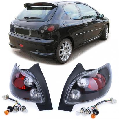 Lumini spate din sticlă clară, negre, potrivite pentru Peugeot 206 hatchback 3 + 5 uși 98-09 Performance AutoTuning
