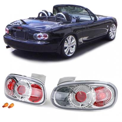 Pereche de stopuri din sticlă clară cu crom, potrivite pentru Mazda MX5 NB 1998-2005 Performance AutoTuning
