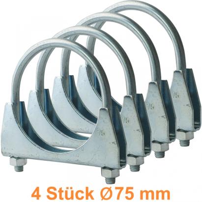 Set universal de 4 cleme de evacuare cu U-bolt de 75mm Performance AutoTuning