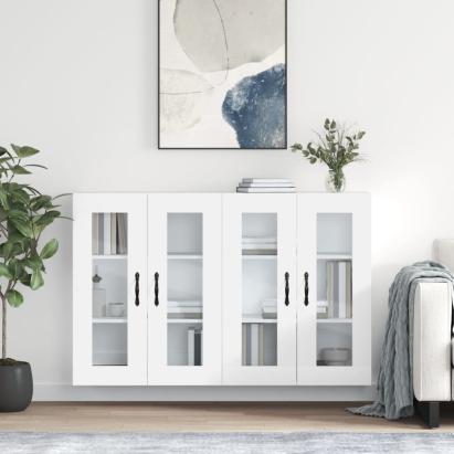 Dulapuri montate pe perete, 2 buc, alb, lemn prelucrat GartenMobel Dekor