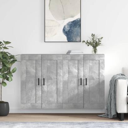 Dulapuri de perete, 2 buc., gri beton, lemn prelucrat GartenMobel Dekor