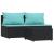 Set mobilier de grădină cu perne, 3 piese, negru, poliratan GartenMobel Dekor